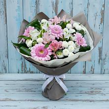 Букет цветов из:  Герберы, Альстромерии и Хризантемы в Савинской