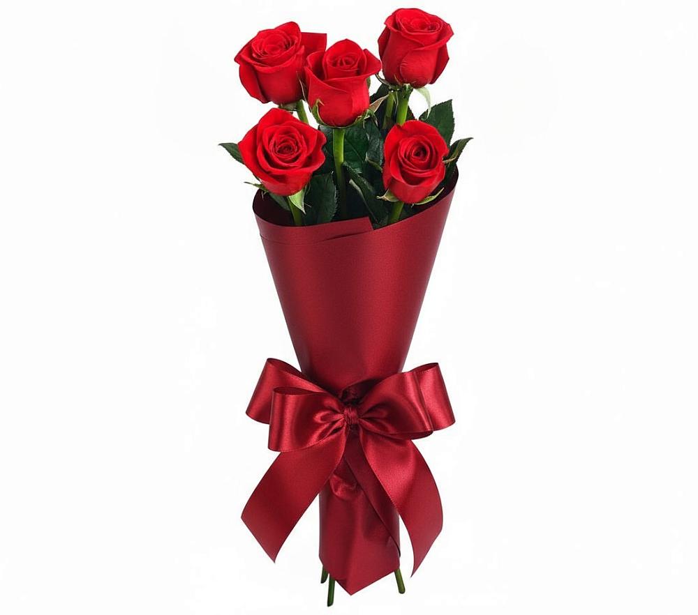 Букет 5 Красных роз Эдлесс Лав в Савинской