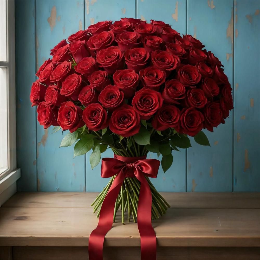 Букет Красные розы Блэк Меджик в Савинской