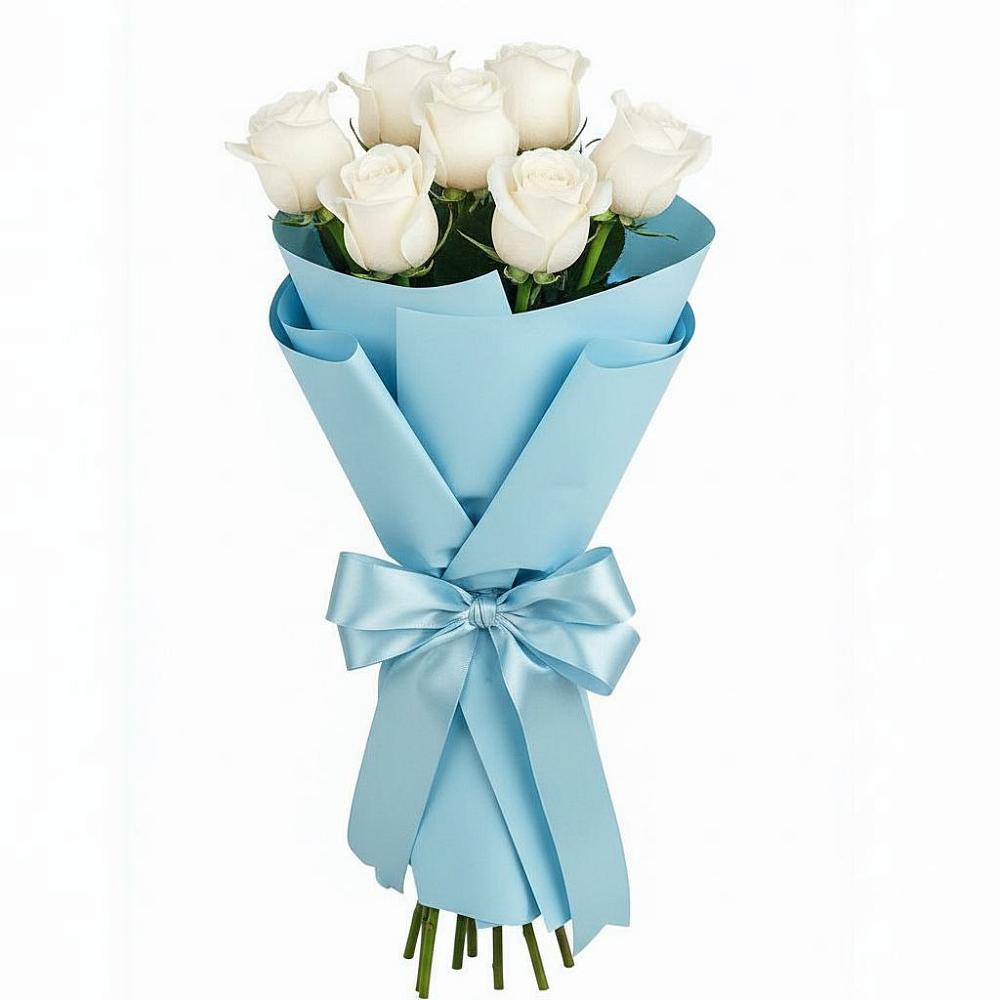 Букет 7 белых роз Проуд в Савинской