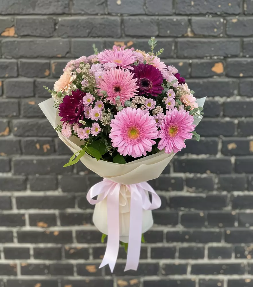 Букет цветов из: Герберы и Хризантемы в Савинской