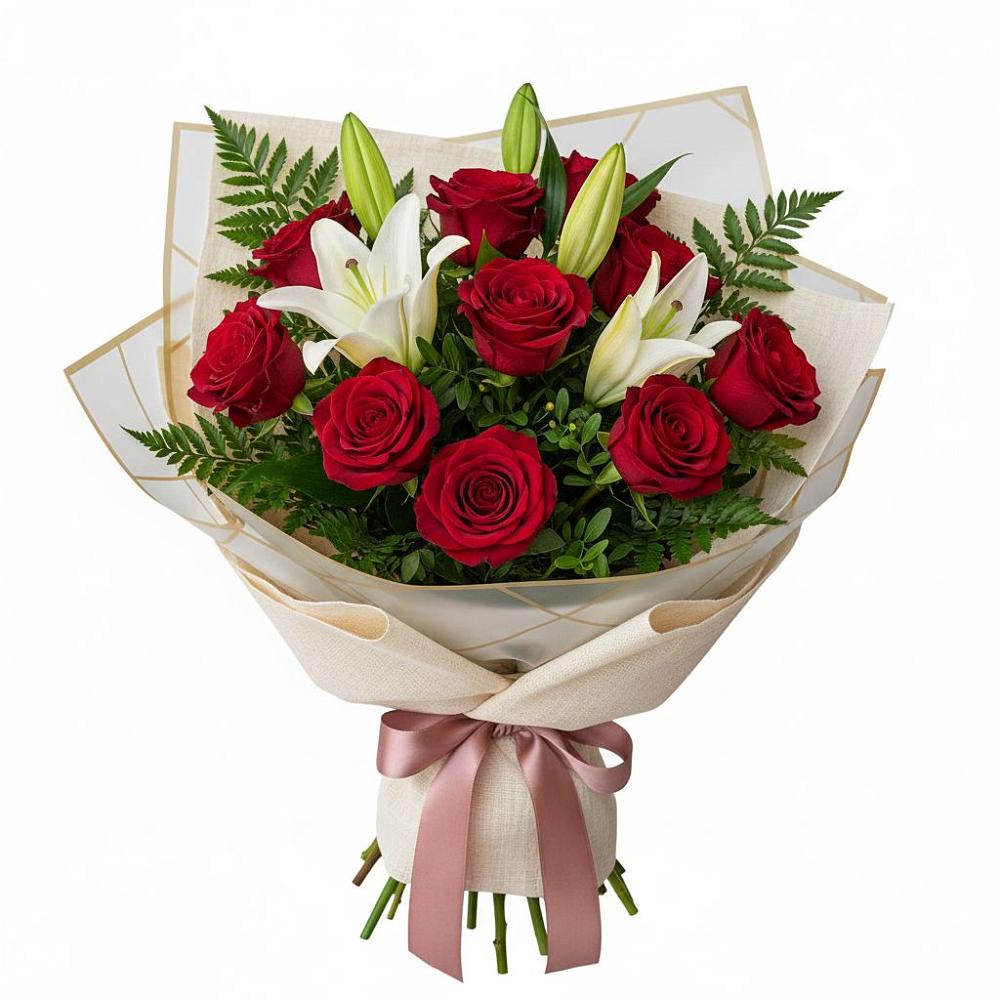 Букет цветов из: Лилии и Розы в Савинской