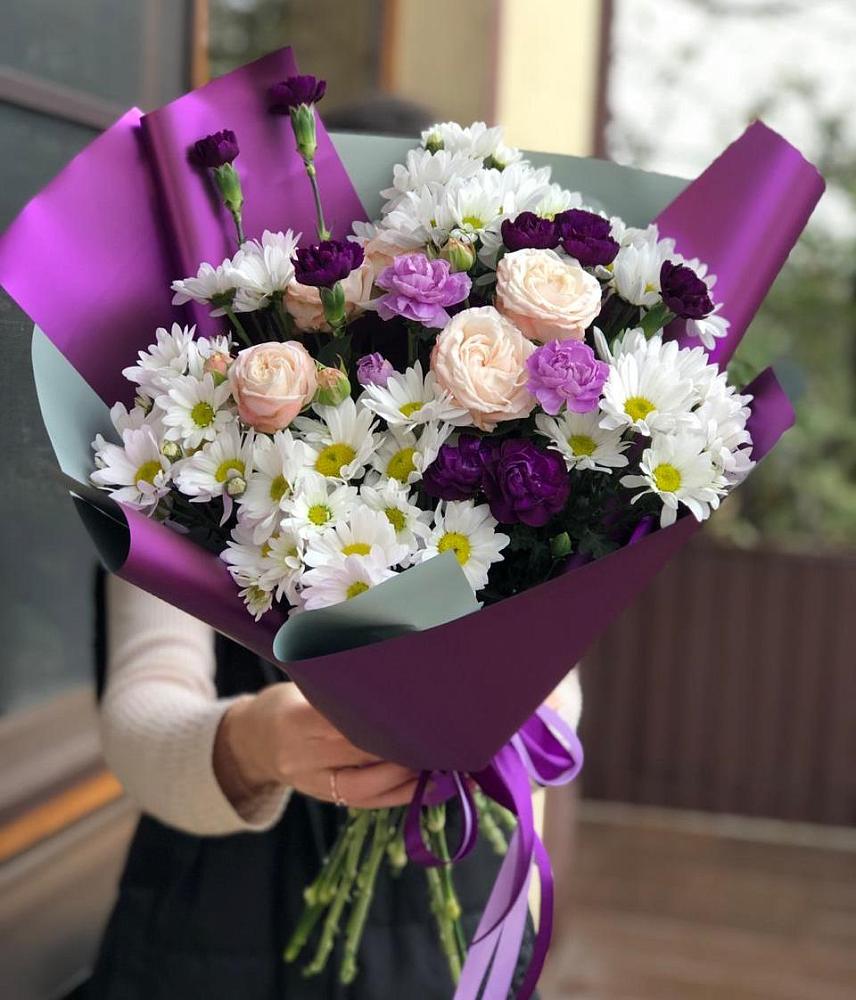 Букет цветов из: Хризантемы, Гвоздики и Розы в Савинской