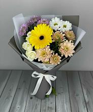 Букет цветов из:  Розы, Герберы и Хризантемы в Савинской