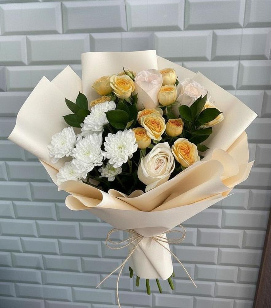 Букет цветов из: Розы и Хризантемы в Савинской
