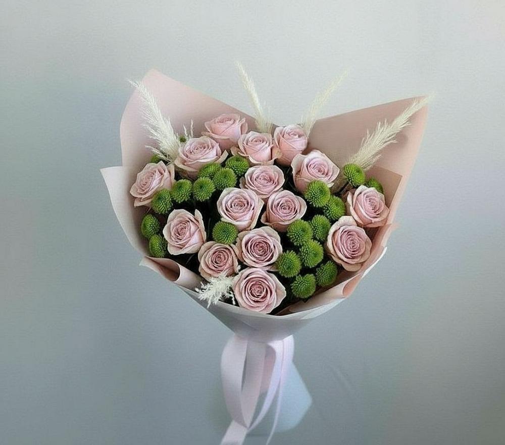 Букет цветов из: Розы и Хризантемы в Савинской