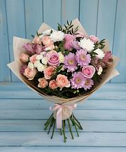 Букет цветов из:  Хризантемы, Розы и Альстромерии в Савинской