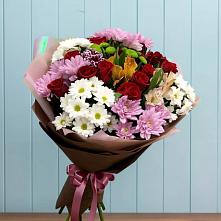 Букет цветов из:  Розы, Хризантемы и Альстромерии в Савинской