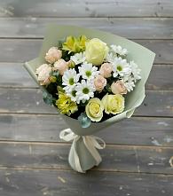 Букет цветов из:  Альстромерии, Розы и Хризантемы в Савинской