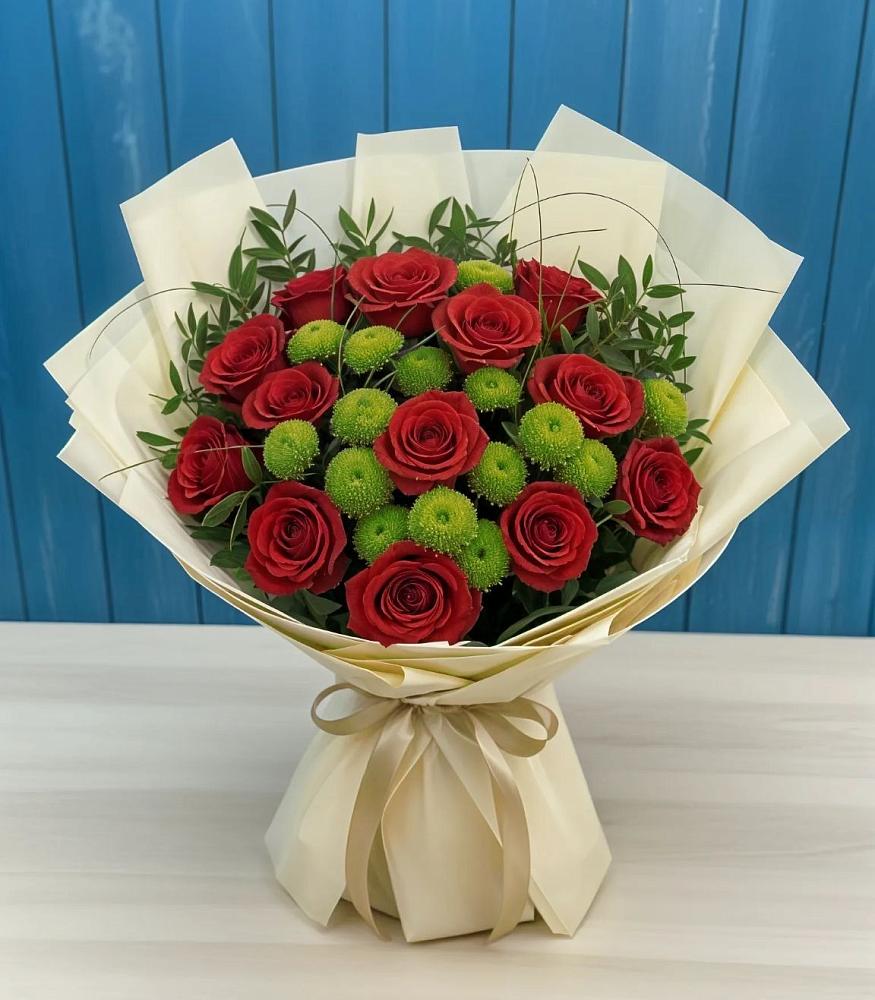 Букет цветов из: Розы и Хризантемы в Савинской